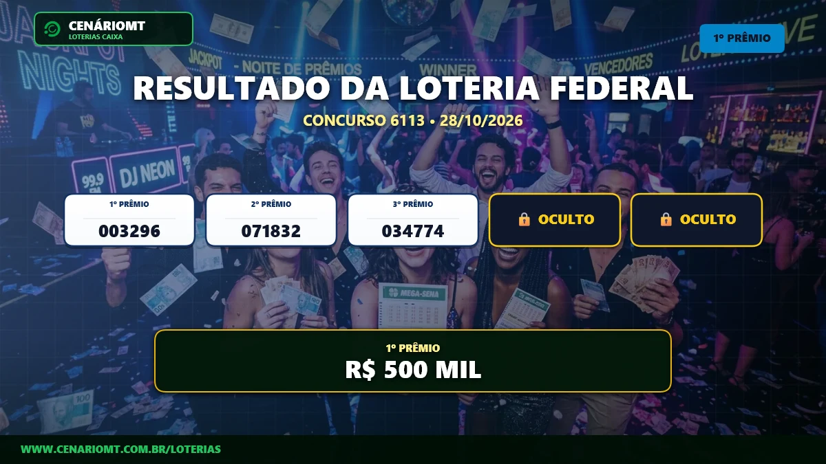 Loteria Federal 6113: veja os cinco bilhetes premiados