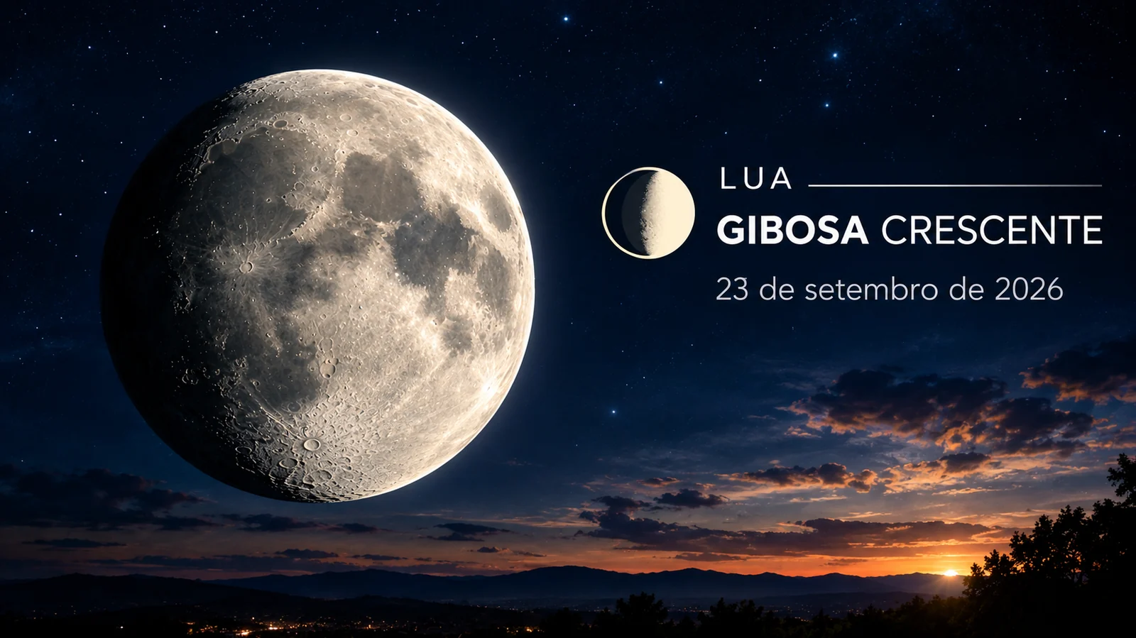 Lua hoje (quarta-feira, 23/09/2026): Fase, Iluminação e Calendário Lunar