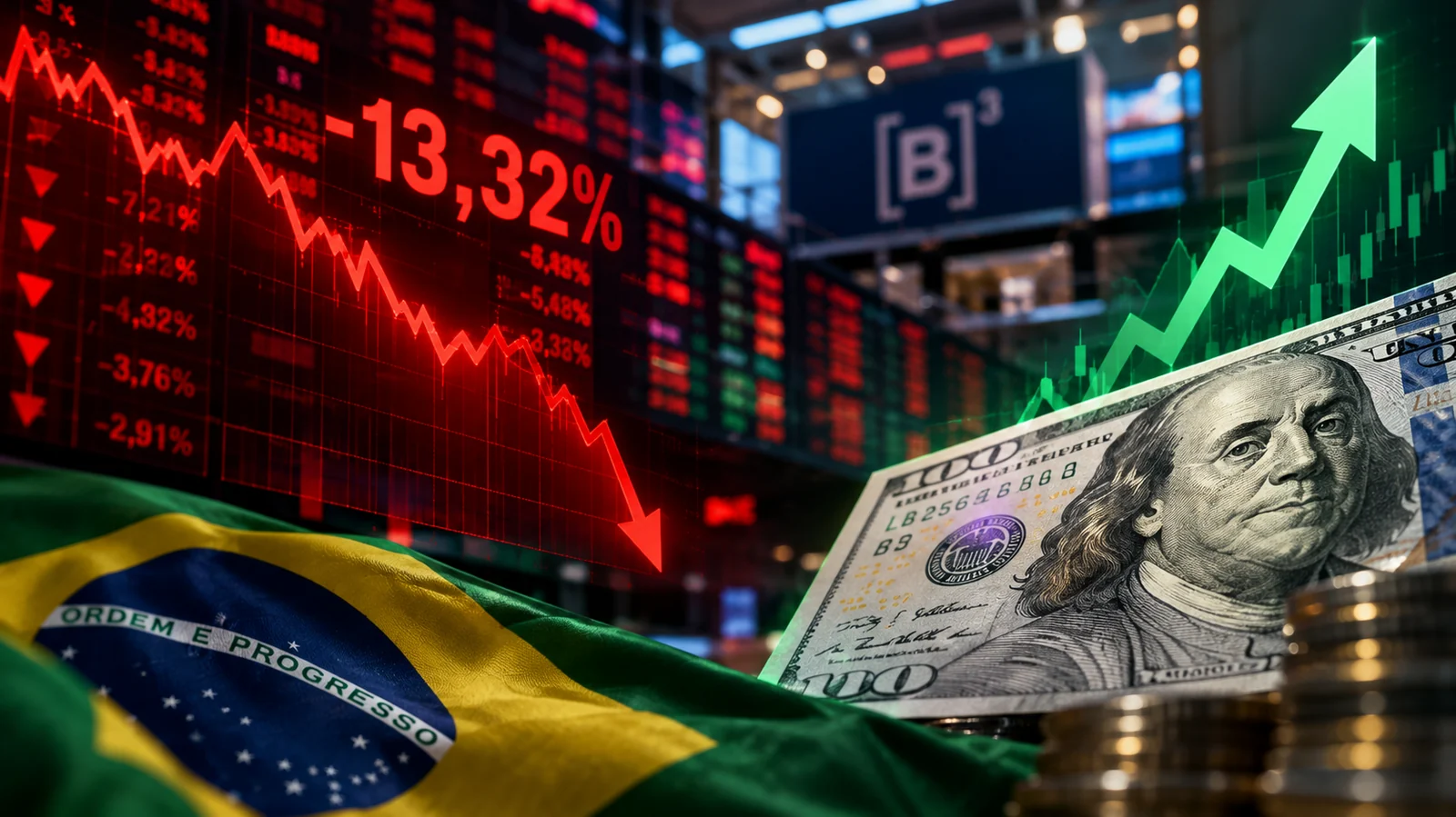 Queda da Bolsa e Alta do Dólar